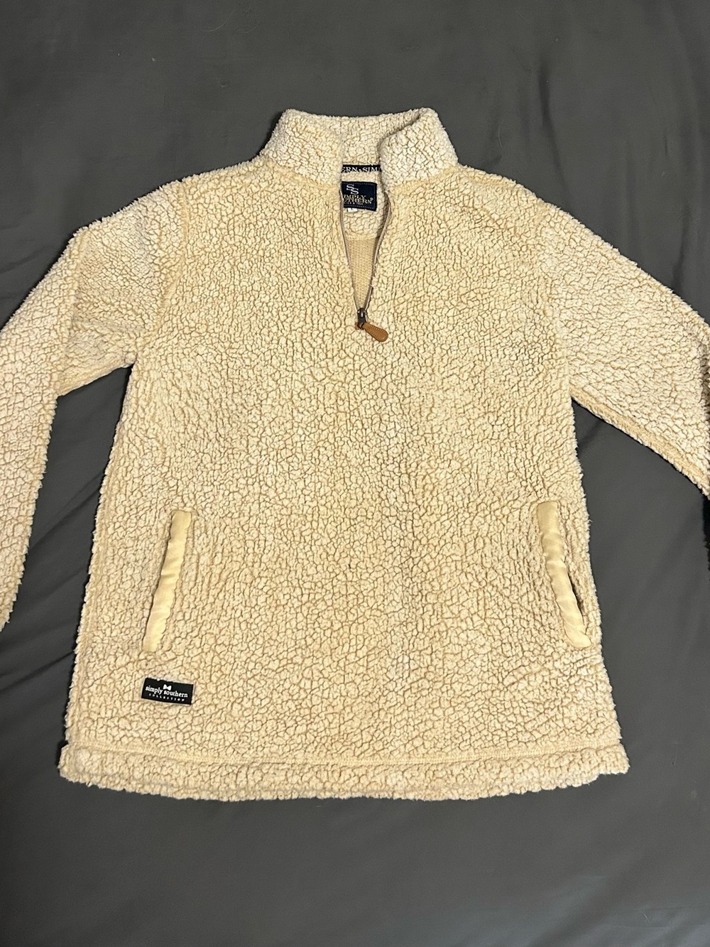 Simply Southern Cream Sherpa Half-Zip Pullover - Men's